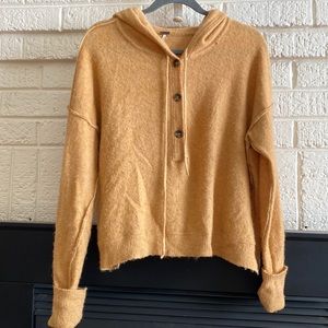 Free People yellow hoodie w/ buttons